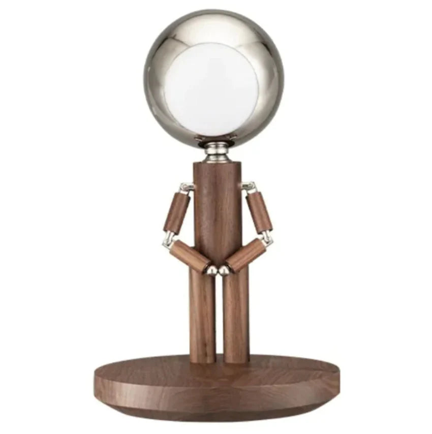 Solid Wooden Robot Moon Desk Bedroom Bedside Living Room Lamp