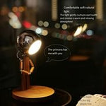 Solid Wooden Robot Moon Desk Bedroom Bedside Living Room Lamp