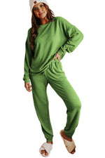 Spinach Green Long Sleeve Pullover and Jogger Pants Loungewear Set