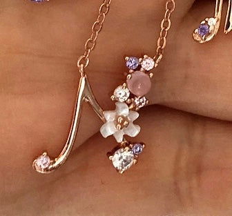 Spring letters- Initials - Rose gold plated silver N