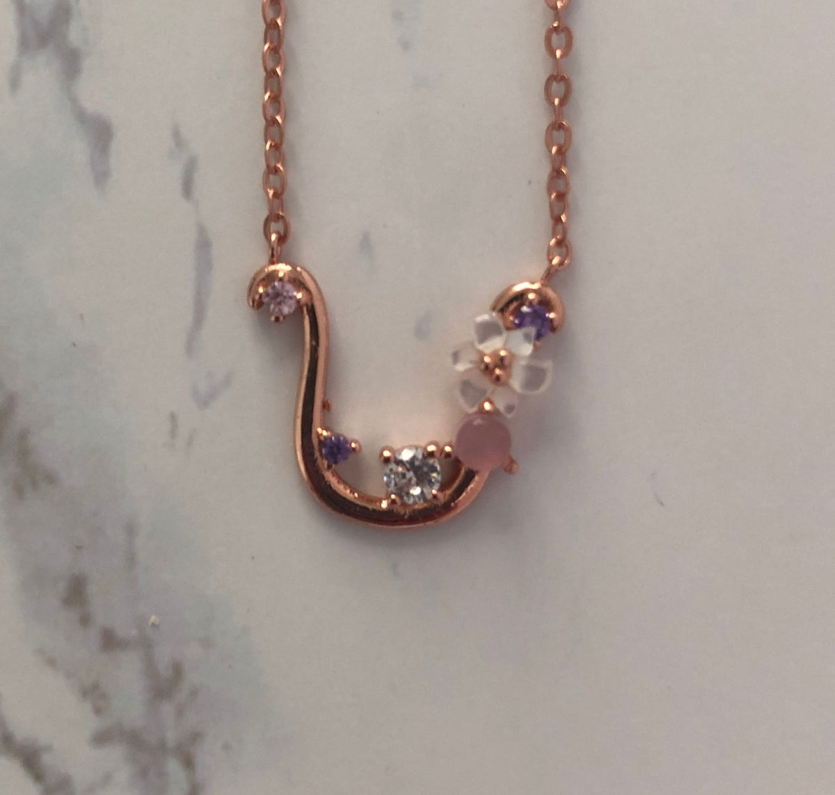 Spring letters- Initials - Rose gold plated silver U