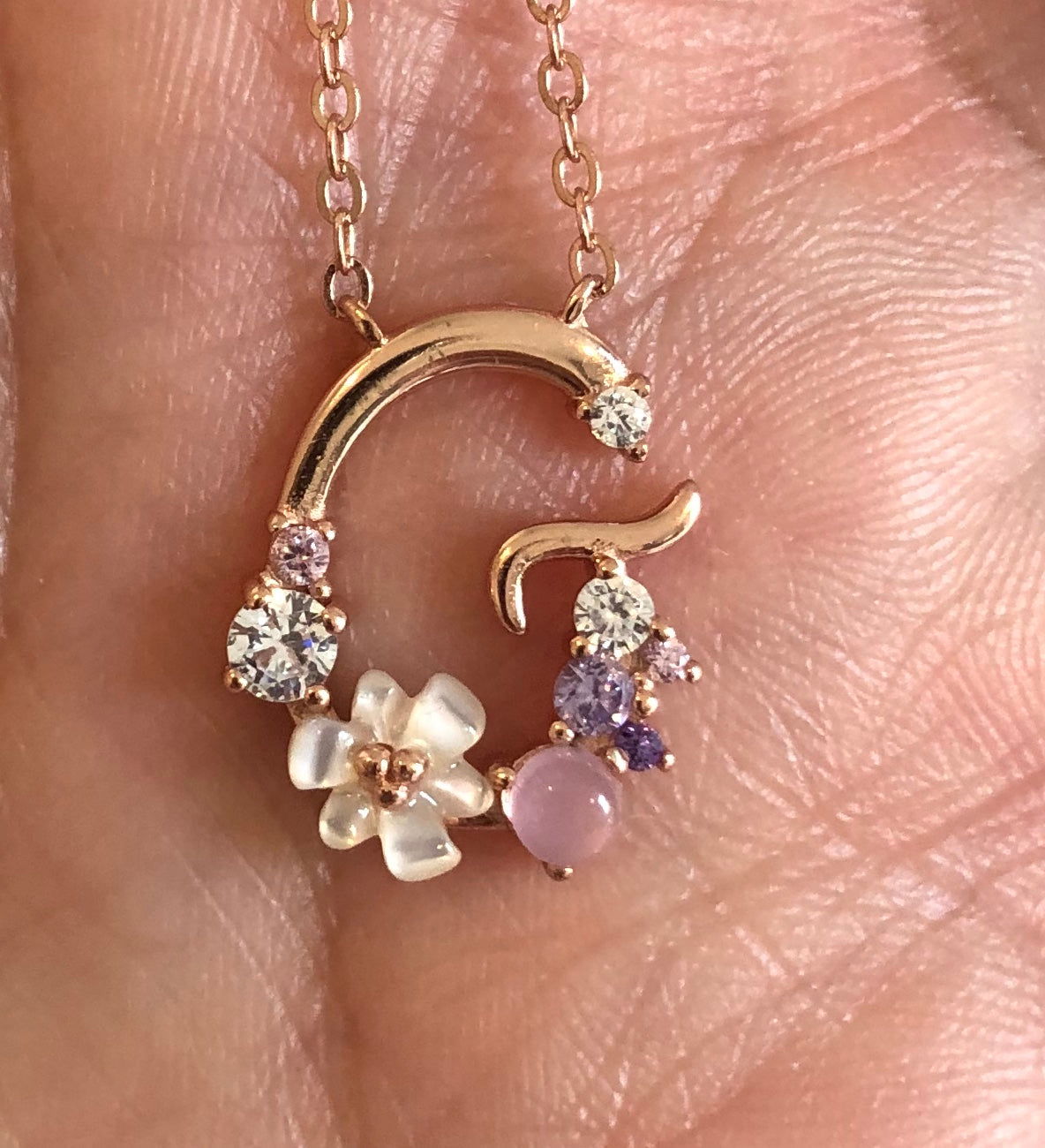 Spring letters- Initials - Rose gold plated silver G