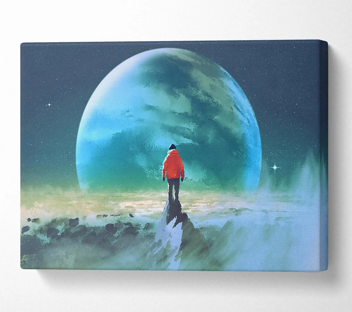 Staring At The Moon Watercolour Canvas Print