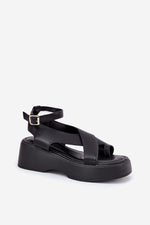 Step In Style Eco-Leather Platform Wedge Buskin Sandals