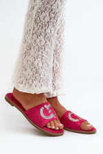 Step In Style Eco-Suede Flat Flip-Flops with Sequin Strap pink