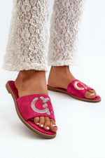 Step In Style Eco-Suede Flat Flip-Flops with Sequin Strap
