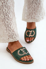 Step In Style Eco-Suede Flat Flip-Flops with Sequin Strap