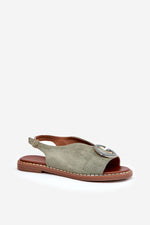 Step In Style Flat Eco-Suede Sandals with Adjustable Buckle