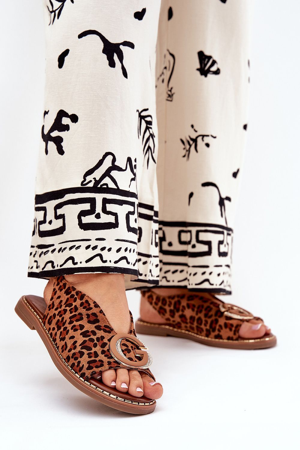 Step In Style Flat Eco-Suede Sandals with Adjustable Buckle brown 2