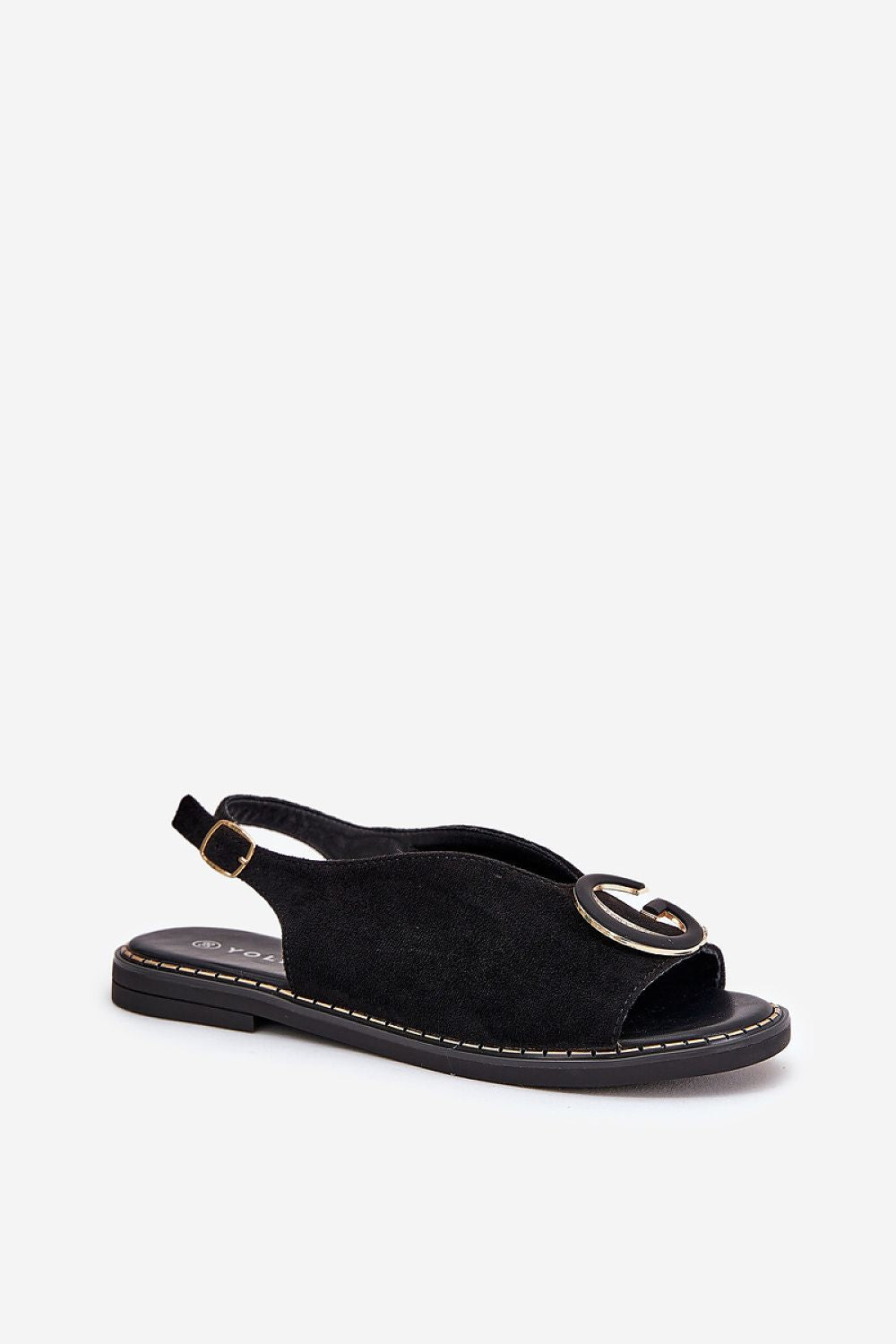 Step In Style Flat Eco-Suede Sandals with Adjustable Buckle