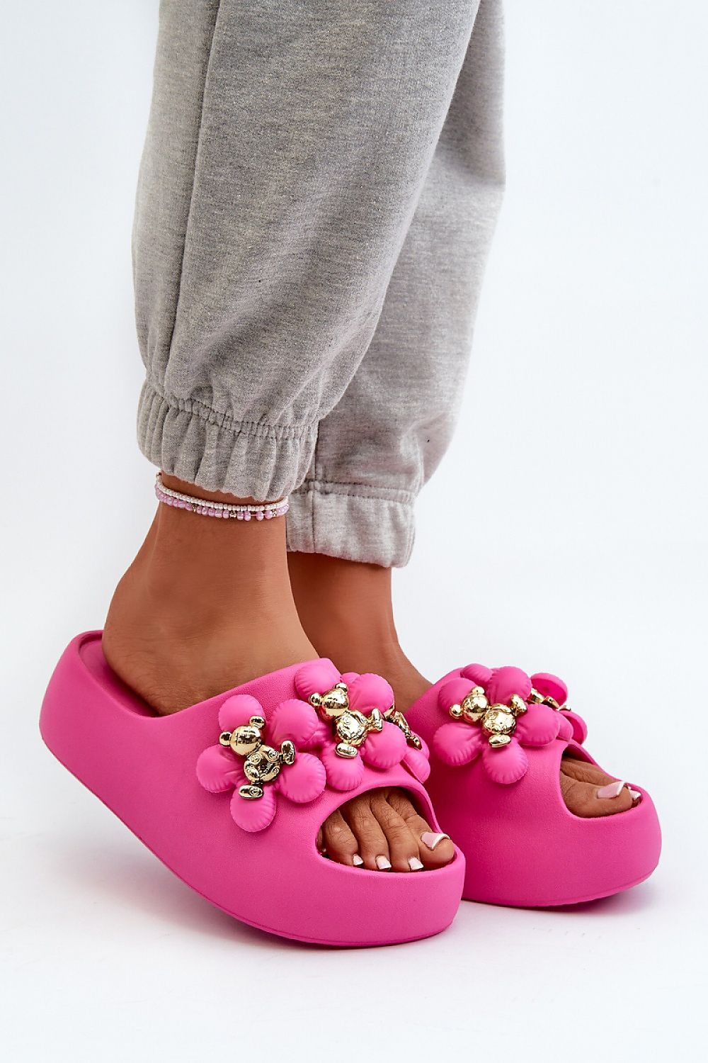 Step In Style Lightweight Foam Flip-Flops with Embellished Straps pink