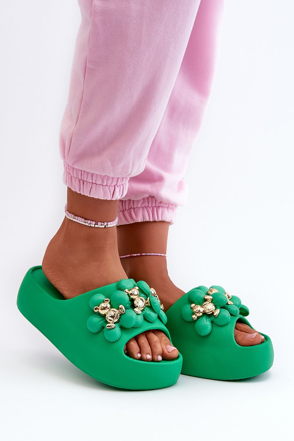 Step In Style Lightweight Foam Flip-Flops with Embellished Straps green 2