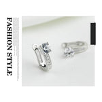 Sterling Silver U Shape Hoop Studs Minimalist Stud Ear Pierced Zircon Earrings