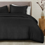 Stripe Duvet Cover Set Black Single