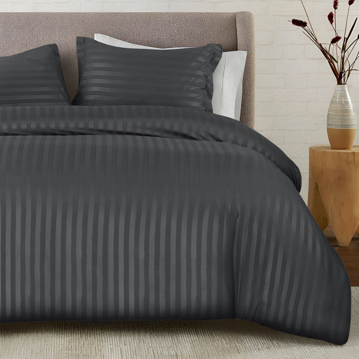 Stripe Duvet Cover Set Charcoal