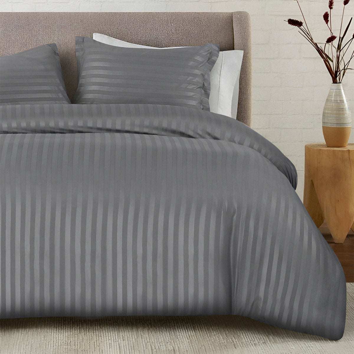 Stripe Duvet Cover Set Grey