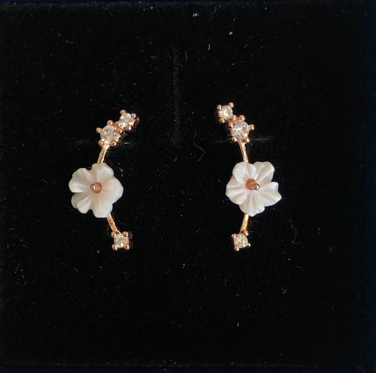 Studs with Spring flowers NO 1 White Rose Gold Plated Silver