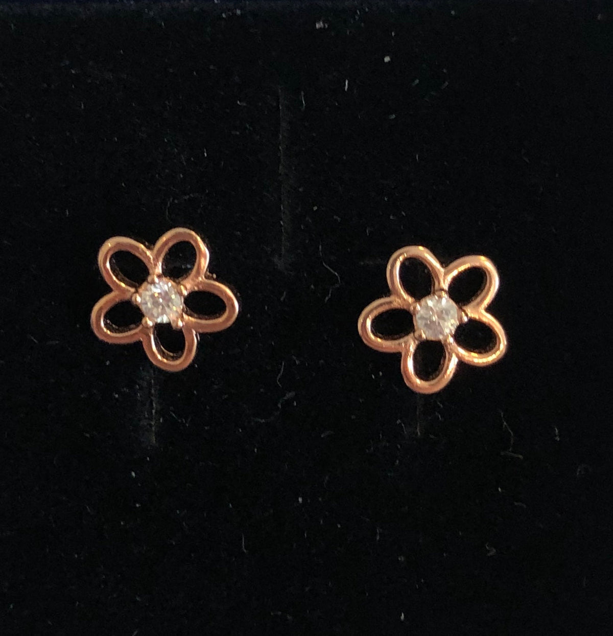 Studs with Spring flowers NO 3 White Rose Gold Plated Silver