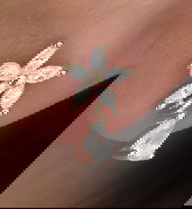 Studs with Spring flowers NO 14 White Rose Gold Plated Silver