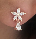 Studs with Spring flowers NO 14 White Rose Gold Plated Silver