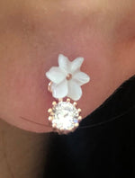 Studs with Spring flowers NO 15 White Rose Gold Plated Silver