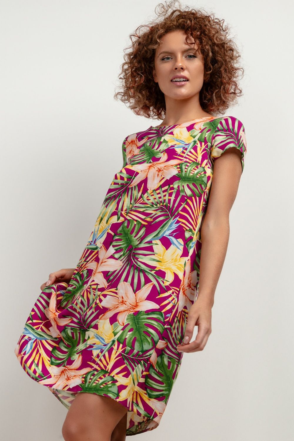 Tessita Patterned Viscose Knee-Length Day Dress multicolor