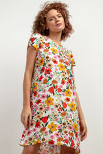 Tessita Patterned Viscose Knee-Length Day Dress white