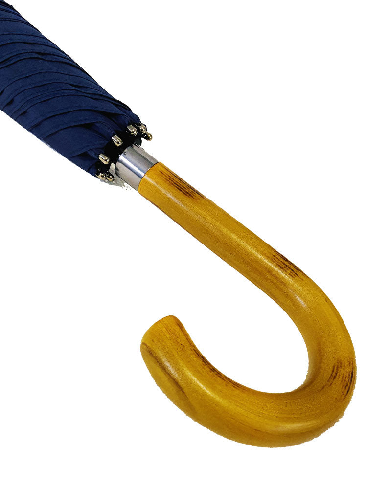 The Cotton® Crook Wooden Handle Umbrella- French Navy