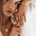 Dainty London Gold Statement Saddle Ring - Hemera