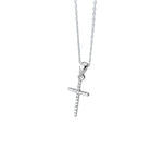 Theresa Silver Simple Diamond Cross Pendant Necklace