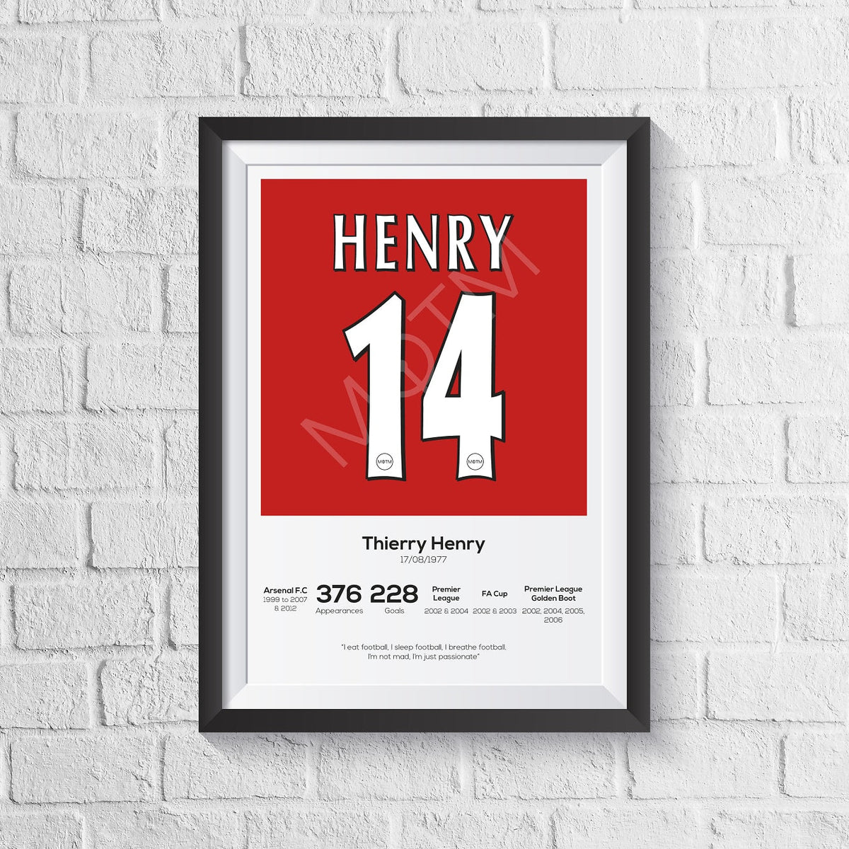Thierry Henry Legend Stats Print A0 - 841mm x 1189mm