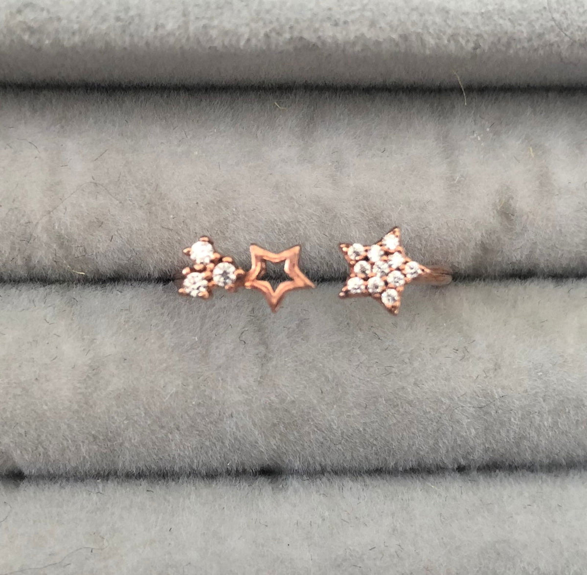 Thin Rings with clear zircon stones - Sparkle Collection Adjustable Rose Gold Plated Silver No5