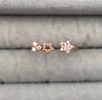 Thin Rings with clear zircon stones - Sparkle Collection Adjustable Rose Gold Plated Silver No5