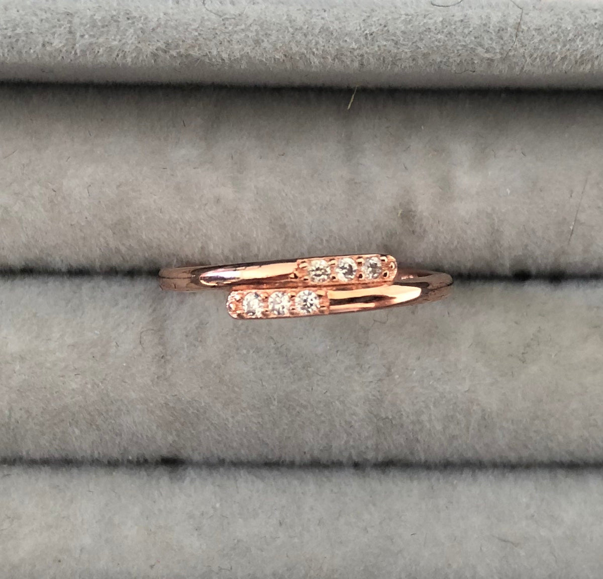 Thin Rings with clear zircon stones - Sparkle Collection N Rose gold plated silver No4