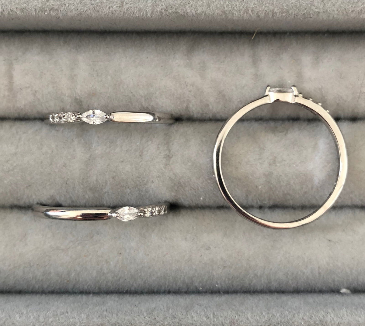 Thin Rings with clear zircon stones - Sparkle Collection Rose Gold Plated Silver No8