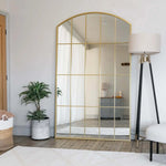 Tomi- Full Length Gold Metal Arched Lattice Window Mirror - 200cm x 120cm