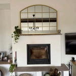 Tomi - Gold Metal Arched Lattice Window Mirror - 95cm x 120cm.