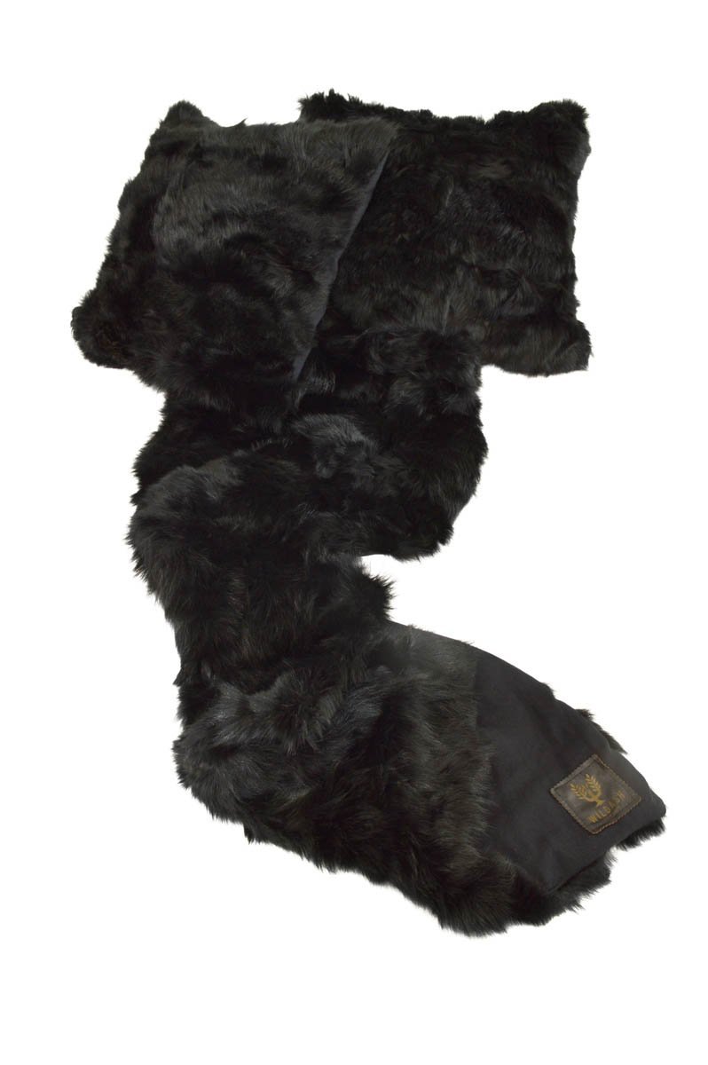 Tuscan Shearling Cushion Square 45cm Black & Black Cord