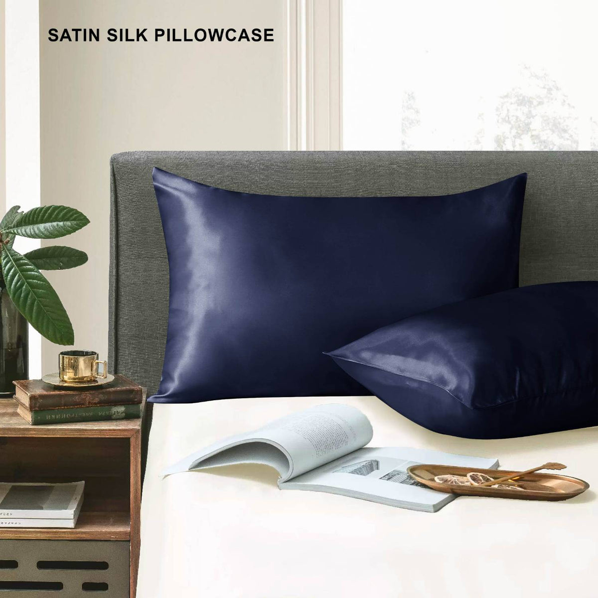 Ultra Soft Satin Pillow Cases Navy