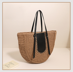 Valerie Semicircle Large Capacity French Style Shoulder Straw Holiday Vacation Bag