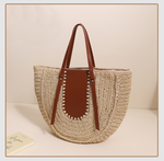 Valerie Semicircle Large Capacity French Style Shoulder Straw Holiday Vacation Bag