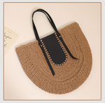 Valerie Semicircle Large Capacity French Style Shoulder Straw Holiday Vacation Bag