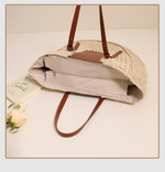 Valerie Semicircle Large Capacity French Style Shoulder Straw Holiday Vacation Bag