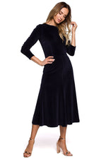 Moe Velour Classic Midi Dress navy blue