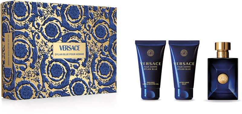 Versace Dylan Blue Pour Homme 50ml EDT + 50ml Aftershave Balm + 50ml Shower Gel for Men Gift Set
