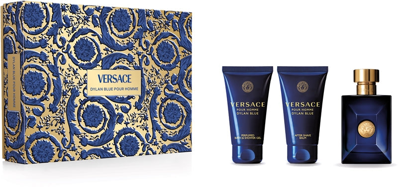 Versace Dylan Blue Pour Homme 50ml EDT + 50ml Aftershave Balm + 50ml Shower Gel for Men Gift Set
