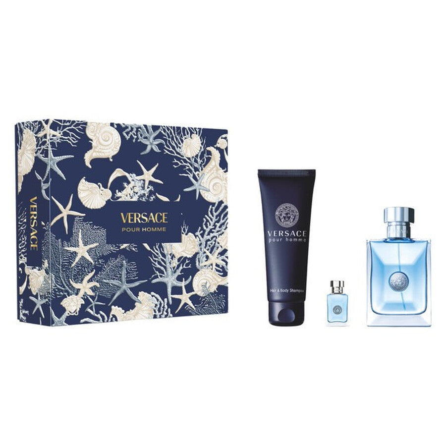 Versace Pour Homme 100ml EDT + 150ml Hair & Body Shampoo + 10ml Mini for Men Gift Set