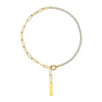 Vivian Luxe 18k Gold Plated Half Tennis Necklace