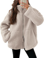 Warm Cosy Zip-up Teddy Fleece Jacket Sweater | 9 Colours Apricot