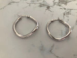 Wavy Hoop Earrings - Silver